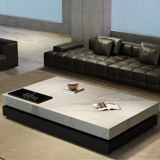 Marble Gloss Rectangular Coffee Table-Coffee Table