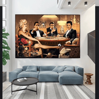 Marilyn, Elvis and James Dean Canvas Art: Poker-Marilyn Monroe Art