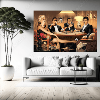 Marilyn, Elvis and James Dean Canvas Art: Poker-Marilyn Monroe Art