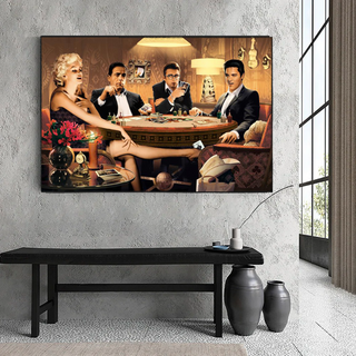 Marilyn, Elvis and James Dean Canvas Art: Poker-Marilyn Monroe Art