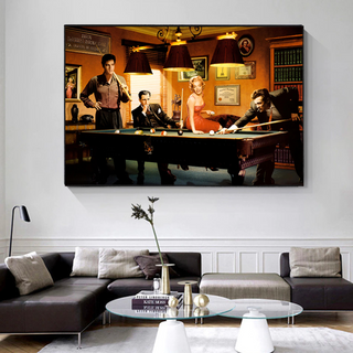 Marilyn, Elvis and James Dean Canvas Art: Snooker-Marilyn Monroe Art