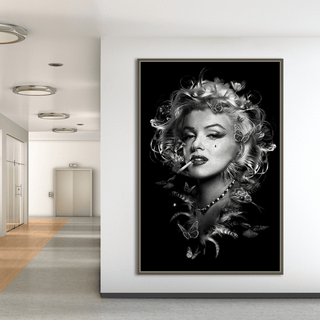 Marilyn Monroe Black n White Canvas Wall Art-Marilyn Monroe Art