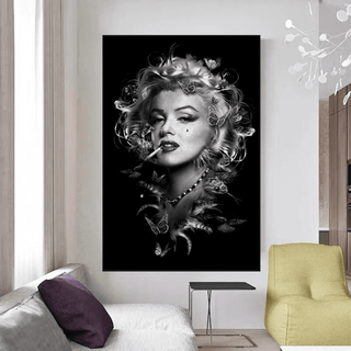 Marilyn Monroe Black n White Canvas Wall Art-Marilyn Monroe Art