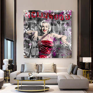 Marilyn Monroe in Red Canvas Wall Art - Beautify Your Space-Marilyn Monroe Art