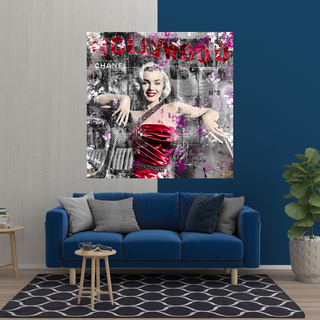 Marilyn Monroe in Red Canvas Wall Art - Beautify Your Space-Marilyn Monroe Art