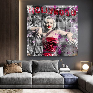 Marilyn Monroe in Red Canvas Wall Art - Beautify Your Space-Marilyn Monroe Art