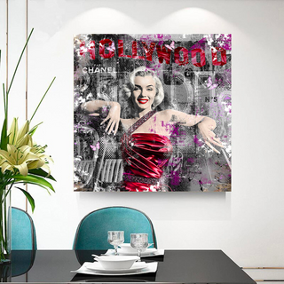 Marilyn Monroe in Red Canvas Wall Art - Beautify Your Space-Marilyn Monroe Art