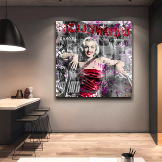 Marilyn Monroe in Red Canvas Wall Art - Beautify Your Space-Marilyn Monroe Art