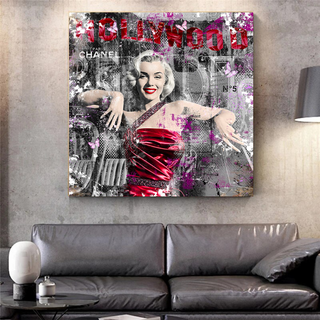 Marilyn Monroe in Red Canvas Wall Art - Beautify Your Space-Marilyn Monroe Art
