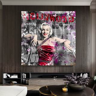 Marilyn Monroe in Red Canvas Wall Art - Beautify Your Space-Marilyn Monroe Art