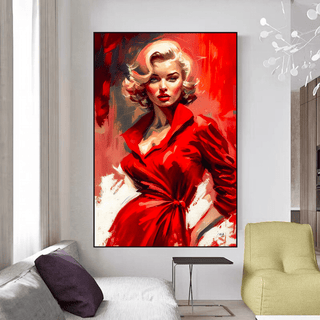 Marilyn Monroe in Red Canvas Wall Hanging Art-Marilyn Monroe Art