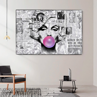 Marilyn Newspaper Canvas Wall Art: Bubble's Creation-Marilyn Monroe Art
