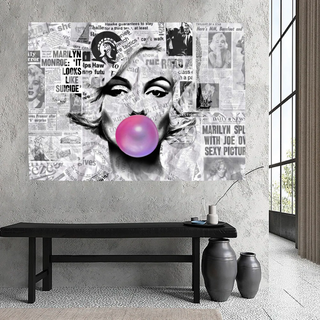 Marilyn Newspaper Canvas Wall Art: Bubble's Creation-Marilyn Monroe Art