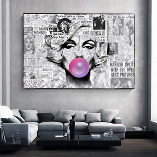 Marilyn Newspaper Canvas Wall Art: Bubble's Creation-Marilyn Monroe Art