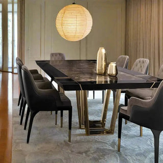 Mejam Luxury Bronze Marble Dining Table-Dining Tables