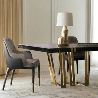 Mejam Luxury Bronze Marble Dining Table-Dining Tables