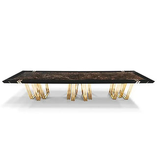 Mejam Luxury Bronze Marble Dining Table-Dining Tables