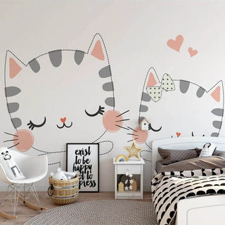 Meow Cat Theme Nursery Wallpaper - Transform Your Space-Kids Room Wallpaper