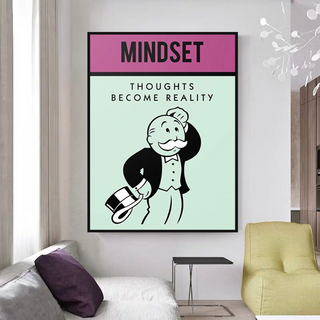 Mindset Thoughts Become Reality - Monopoly Canvas Wall Art-Wall Posters