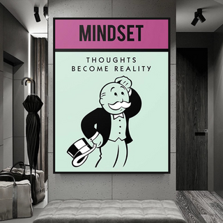 Mindset Thoughts Become Reality - Monopoly Canvas Wall Art-Wall Posters