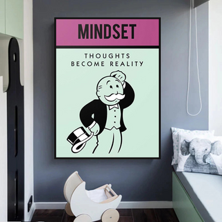 Mindset Thoughts Become Reality - Monopoly Canvas Wall Art-Wall Posters