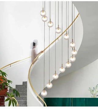 Minimalist Glass Stone Pendant Staircase Chandelier Lighting-Staircase Chandeliers