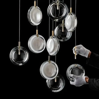 Minimalist Glass Stone Pendant Staircase Chandelier Lighting-Staircase Chandeliers