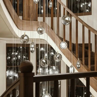 Minimalist Glass Stone Pendant Staircase Chandelier Lighting-Staircase Chandeliers