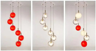 Minimalist Glass Stone Pendant Staircase Chandelier Lighting-Staircase Chandeliers