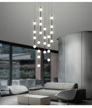 Minimalist Pole Globes Pendant Staircase Chandelier-Staircase Chandeliers