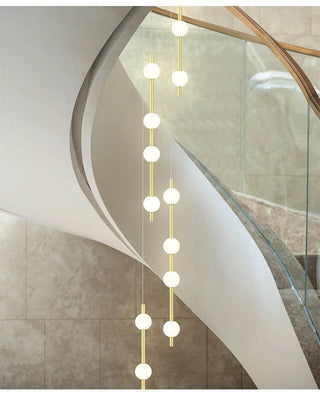 Minimalist Pole Globes Pendant Staircase Chandelier-Staircase Chandeliers