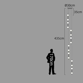 Minimalist Pole Globes Pendant Staircase Chandelier-Staircase Chandeliers