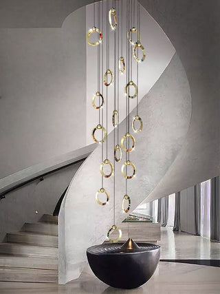 Minimalist Rings Staircase Chandelier-Staircase Chandeliers