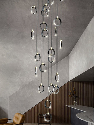 Minimalist Rings Staircase Chandelier-Staircase Chandeliers