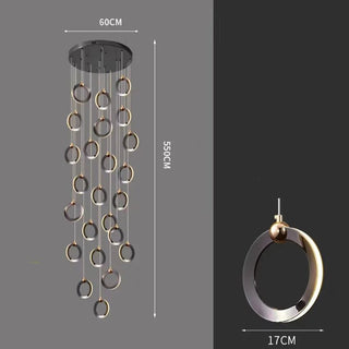 Minimalist Rings Staircase Chandelier-Staircase Chandeliers