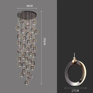Minimalist Rings Staircase Chandelier-Staircase Chandeliers