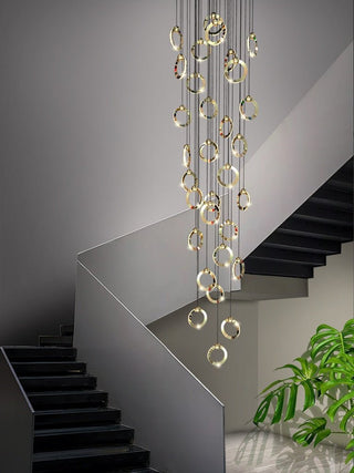 Minimalist Rings Staircase Chandelier-Staircase Chandeliers