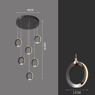 Minimalist Rings Staircase Chandelier-Staircase Chandeliers