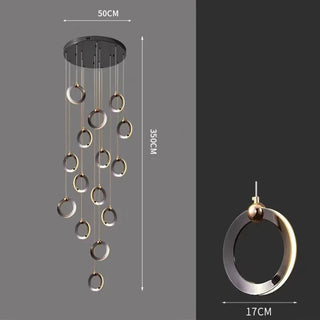 Minimalist Rings Staircase Chandelier-Staircase Chandeliers