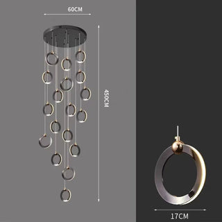 Minimalist Rings Staircase Chandelier-Staircase Chandeliers