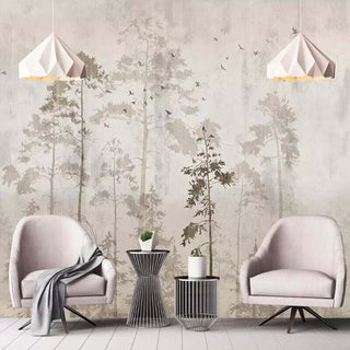 Minimalist Serenity Tree Mural Wallpaper-Trees Wallpaper