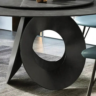 Minimalistic Metallic Rings Marble Top Dining Table-Dining Tables