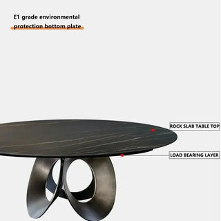 Minimalistic Metallic Rings Marble Top Dining Table-Dining Tables