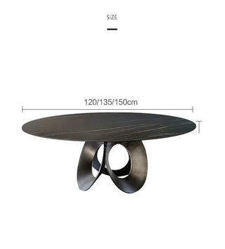 Minimalistic Metallic Rings Marble Top Dining Table-Dining Tables