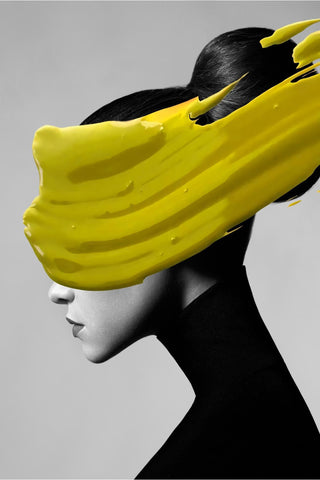 Modern Black Women With Yellow Hat Canvas Wall Art-Wall Posters