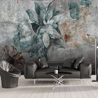 Modern Chic Floral Mural Wallpaper-Flower & Leaf Wallpaper