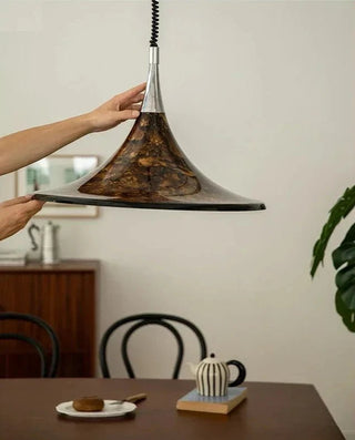 Modern Horn-Shaped LED Pendant Light – Sleek Iron Finish-Pendant Lights