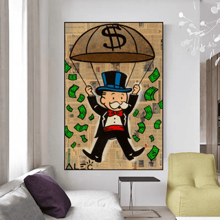 Money Rain Millionaire - Alec Monopoly Wall Art-Canvas Wall Art