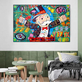 Money Richie Rich Hundred Dollar Canvas Wall Art-Wall Posters