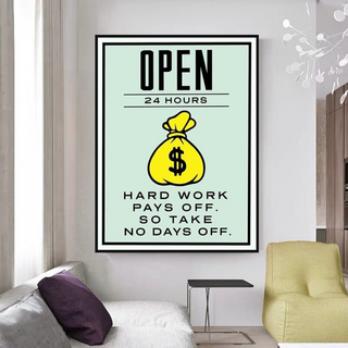 Monopoly Canvas Wall Art: Hard Work Pays Off-Wall Posters